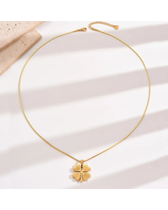 Modern Style Four Leaf Clover Stainless Steel Polishing Plating 18K Gold Plated Pendant Necklace