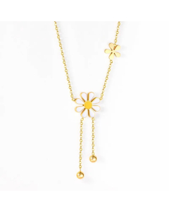 Colorza Sweet Daisy Stainless Steel Plating Necklace-Gold Color-01