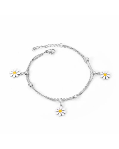 Colorza Sweet Daisy Stainless Steel Plating Necklace-Steel Color-05