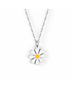 Colorza Sweet Daisy Stainless Steel Plating Necklace-Steel Color-02