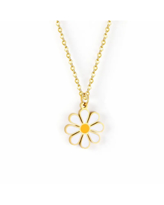 Colorza Sweet Daisy Stainless Steel Plating Necklace-Gold Color-02