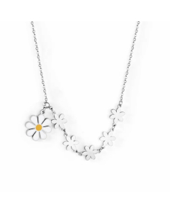 Colorza Sweet Daisy Stainless Steel Plating Necklace-Steel Color-03