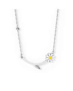 Colorza Sweet Daisy Stainless Steel Plating Necklace-Steel Color-04
