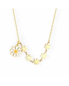 Colorza Sweet Daisy Stainless Steel Plating Necklace-Gold Color-03