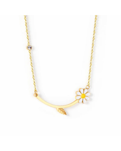 Colorza Sweet Daisy Stainless Steel Plating Necklace-Gold Color-04