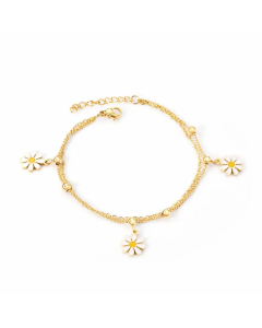 Colorza Sweet Daisy Stainless Steel Plating Necklace-Gold Color-05