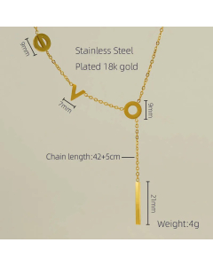 Elegant Round Letter Stainless Steel Plating Inlay Shell 18K Gold Plated Pendant Necklace