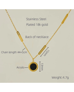 Elegant Round Letter Stainless Steel Plating Inlay Shell 18K Gold Plated Pendant Necklace