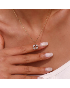Simple Style Classic Style Horse Eye Stainless Steel Plating Inlay Zircon 18K Gold Plated Pendant Necklace