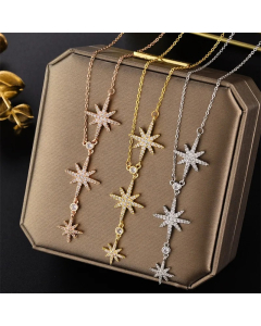IG Style Basic Star Titanium Steel Inlay Zircon Necklace_colorza_4