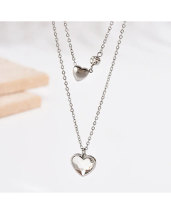 Sweet Heart Shape Stainless Steel Polishing Inlay Rhinestones Layered Necklaces
