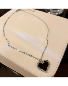 Hip-Hop Simple Style Heart Shape Stainless Steel Plating Silver Plated Pendant Necklace