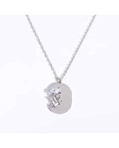 Vintage Style Commute Oval Stainless Steel Plating Inlay Zircon 18K Gold Plated Pendant Necklace