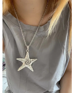 Y2K Hip-Hop Exaggerated Star Alloy Titanium Steel Polishing Pendant Necklace Long Necklace