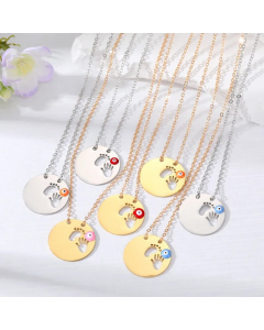 Simple Style Classic Style Round Devil'S Eye Hand Stainless Steel Alloy Plating Hollow Out Pendant Necklace
