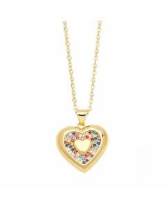 Simple Style Devil'S Eye Heart Shape Stainless Steel Copper Plating Inlay Zircon 18K Gold Plated Pendant Necklace