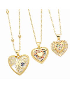 Fashion Simple Style Devil'S Eye Heart Shape Stainless Steel Copper Plating Inlay Zircon 18K Gold Plated Pendant Necklace_colorza_5