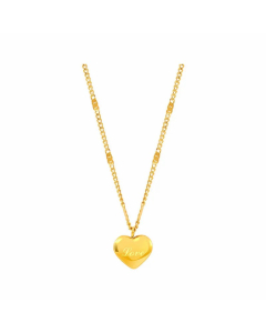 Retro Heart Shape Titanium Steel Plating 18K Gold Plated Pendant Necklace