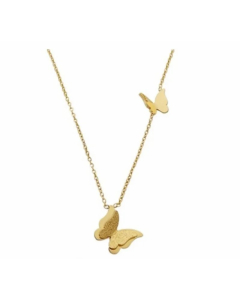 Gold Color Butterfly Titanium Steel Plating 18K Gold Plated Pendant Necklace