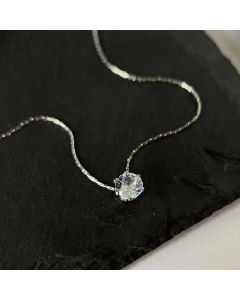 Steel Color Round Titanium Steel Plating Inlay Zircon 18K Gold Plated Necklace Pendant