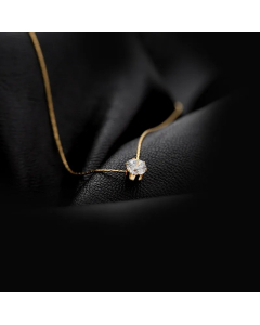 Gold Color Round Titanium Steel Plating Inlay Zircon 18K Gold Plated Necklace Pendant