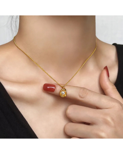 Simple Style Solid Color Titanium Steel Plating Inlay Pearl 18K Gold Plated Necklace Pendant