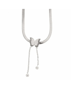 Steel Color Butterfly Titanium Steel Plating Chain 18K Gold Plated Necklace Pendant