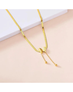 Vintage Style Sweet Butterfly Titanium Steel Plating Chain 18K Gold Plated Necklace Pendant_colorza_3