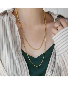 Simple Style Artistic Solid Color Titanium Steel Plating 18K Gold Plated Layered Necklaces