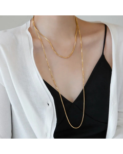Simple Style Artistic Solid Color Titanium Steel Plating 18K Gold Plated Layered Necklaces