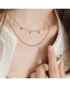 IG Style Solid Color Titanium Steel Plating 18K Gold Plated Necklace