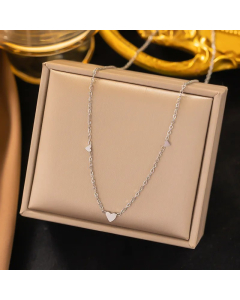 Steel Color Heart Shape Titanium Steel Plating 18K Gold Plated Necklace