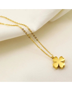 Casual Simple Style Four Leaf Clover Titanium Steel Plating 18K Gold Plated Necklace Pendant