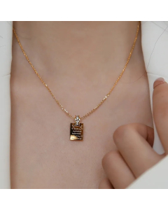 Casual Simple Style Letter Square Titanium Steel Plating Inlay Zircon 18K Gold Plated Necklace Pendant