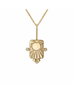 Vintage Style Commute Square Eye Stainless Steel Plating Inlay Carving Zircon 18K Gold Plated Pendant Necklace