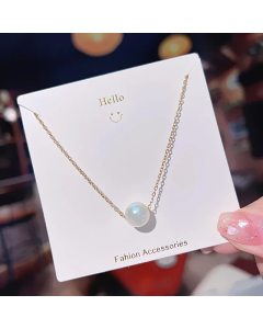 Elegant Lady Geometric Imitation Pearl Titanium Steel Pendant Necklace