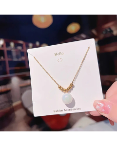 Elegant Lady Geometric Imitation Pearl Titanium Steel Pendant Necklace