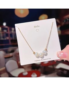Elegant Lady Geometric Imitation Pearl Titanium Steel Pendant Necklace