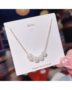 Elegant Lady Geometric Imitation Pearl Titanium Steel Pendant Necklace
