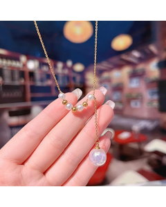 Elegant Lady Geometric Imitation Pearl Titanium Steel Pendant Necklace