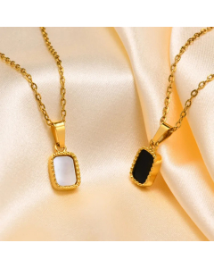 IG Style Vacation Simple Style Solid Color Stainless Steel Plating Agate Shell 18K Gold Plated Pendant Necklace_colorza_3