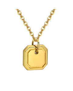 IG Style Simple Style Square Stainless Steel Plating 18K Gold Plated Pendant Necklace