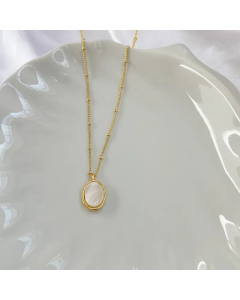 Classic Style Irregular Stainless Steel Plating Inlay Shell 18K Gold Plated Pendant Necklace