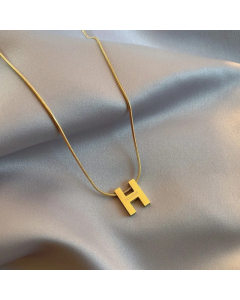 Gold Color Letter Titanium Steel Plating 18K Gold Plated Pendant Necklace