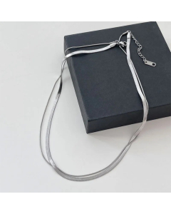 Colorza Punk Simple Style Solid Color Titanium Steel Plating 18K Gold Plated Layered Necklaces-Steel Color-01