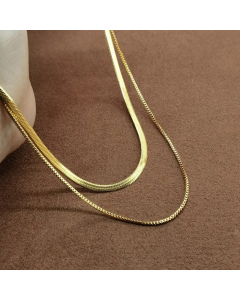Colorza Punk Simple Style Solid Color Titanium Steel Plating 18K Gold Plated Layered Necklaces-Gold Color-02