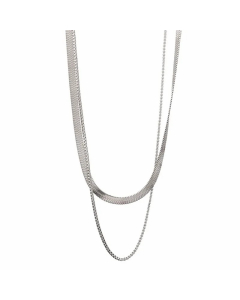 Colorza Punk Simple Style Solid Color Titanium Steel Plating 18K Gold Plated Layered Necklaces-Steel Color-02