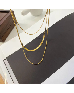 Wholesale Stainless Steel Necklace Hip-Hop Punk Solid Color Plating 18K Gold Plated Layered Necklaces