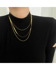 Wholesale Stainless Steel Necklace Hip-Hop Punk Solid Color Plating 18K Gold Plated Layered Necklaces