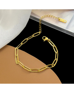 Vintage Style Solid Color Titanium Steel Plating 18K Gold Plated Bracelet